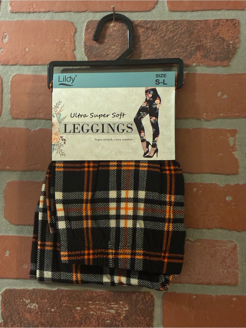 Lildy Black & Orange Plaid Ultra Soft Leggings